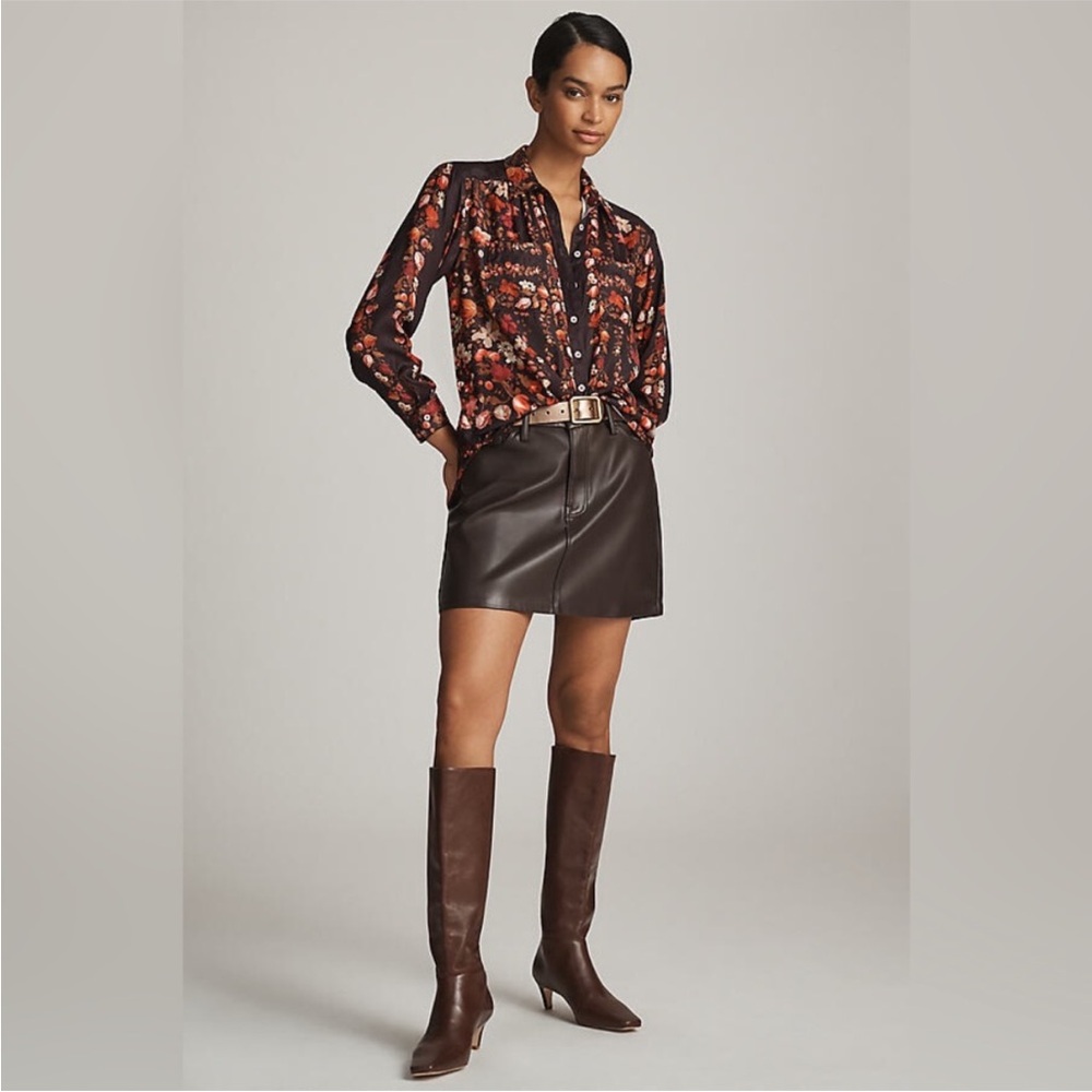 Anthropologie Black Floral Button-Down Shirt - Picture 4 of 7